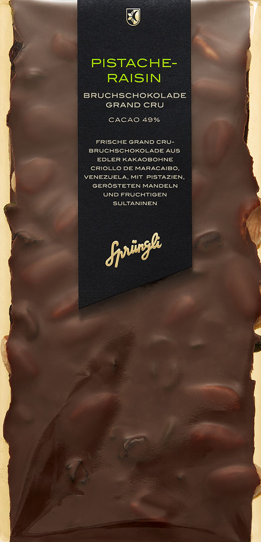 Chocolate slab Grand Cru Pistache-Raisin, Cacao 49%